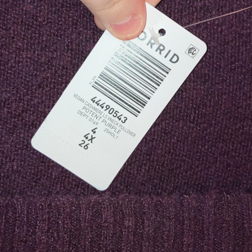 NWT Torrid Vegan Cashmere V-neck Pullover Sweater Potent Purple Size 4X - Picture 3 of 7